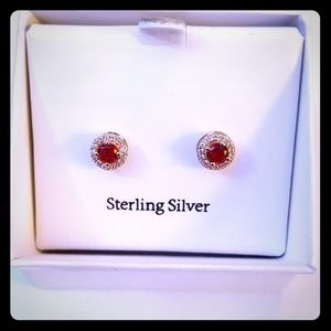 Ruby halo setting earrings